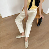 Kukombo New 2022 Autumn Winter Women Pants 3 Colors High Waist Wide Leg  Pockets Ankle-Length Harem Warm Wild Trousers P1058