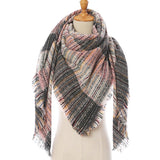 Christmas Gift 2021 New Winter Knitted Scarf Cashmere Pashmina Women Warm Neck Scarves Shawls Plaid Wraps Triangle Stoles Lady Bandana