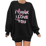 Kukombo Romantische Brieven Print Hoodies Sweatshirts Vrouwen Lange Mouwen Grijs Sweatshirt Losse Oversized Streetwear Casual