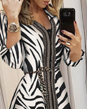 Kukombo Zebra Print Irregular 2022 Casual Shirt Dress