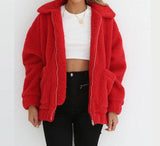 Kukombo Faux Fur Woman Jacket Lamb Wool Autumn Winter Coat Fluffy Warm Solid Thick Teddy Coat Zipped Casual Outwear Femme Veste
