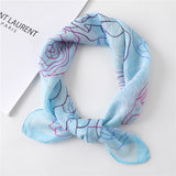 Kukombo 2022 Women Chiffon Hair Scarf Square Neck Scarves Bag Handle Tie Foulard Lady Neckerchief Bandana Shawls and Wraps