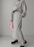 Kukombo Autumn Women Tracksuit Hoodies 2 Piece Sets Chic Pullover Loose Casual Sweatershirt & High Waist Split Skirt Suit Sets