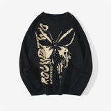 Kukombo Hip Hop Knitwear Sweaters 2022 Harajuku Fashion Butterfly Male Loose Tops Casual Streetwear Pullover Sweaters