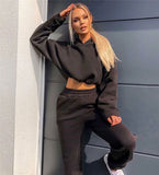 Women's Sweatshirt Set Sports 2 Pieces Set Pullover Hoodies Pants Suit 2023 Sweatpants Trousers Outfits Solid Casual Tracksuit