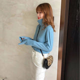 Christmas Gift Solid Turtleneck Knitted Women Pullovers 2021 Autumn Long Sleeve Strech Female Sweater Loose Bottoming Ladies Sweater