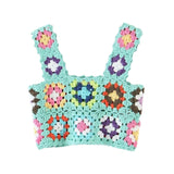 Kukombo Elegant Multi Color Handmade Crochet Tank Tops Women Summer Casual Square Neck Flower Camis High Fashion Cropped Top