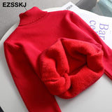 Christmas Gift 2021 Autumn winter cashmere basic warm Sweater velvet Pullovers Women female fur thick Turtleneck sweater knit Jumpers top