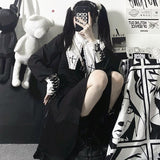 Kukombo Vintage Black Gothic Dress Women Patchwork Lace Korean Slim Party Dress Female 2021 Autumn High Street Fairy Y2k Victorian Dress