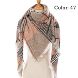 Christmas Gift 2021 New Winter Knitted Scarf Cashmere Pashmina Women Warm Neck Scarves Shawls Plaid Wraps Triangle Stoles Lady Bandana