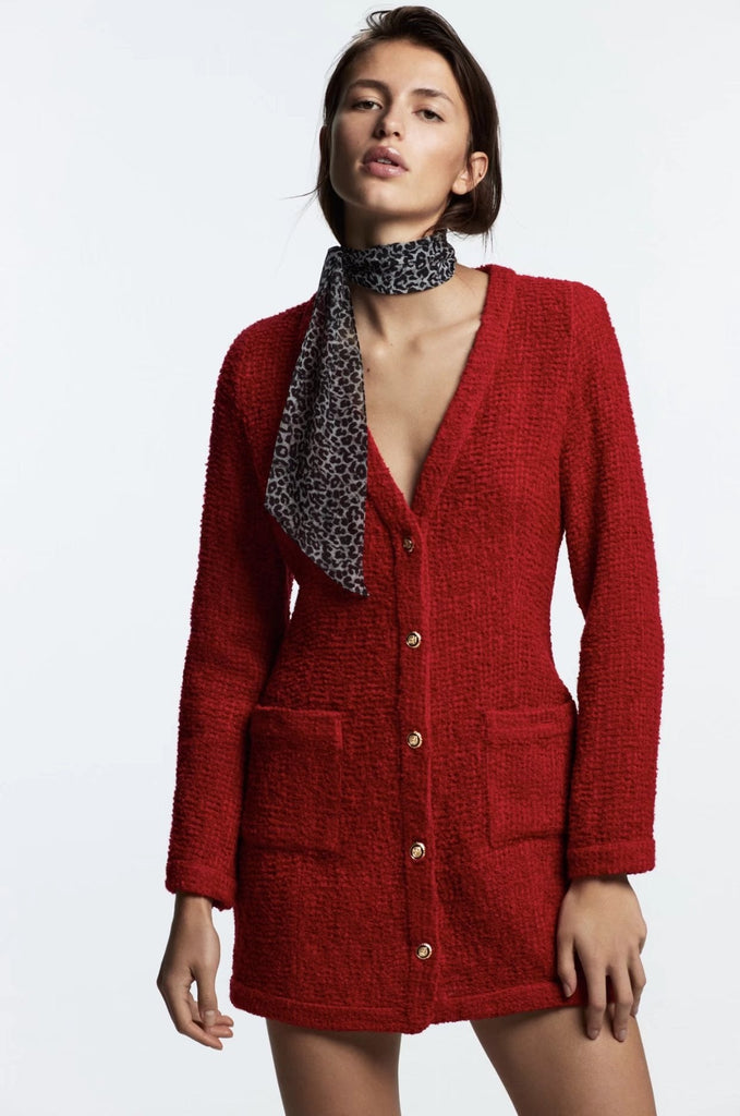 Kukombo Women Fashion Two Pocket Red Blazer Coat Loose Jacket Vintage Long Sleeve Female Outerwear Chic Winter Tops