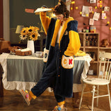 Christmas Gift Women's Pajamas Thick Warm Sleepwear Coral Fleece Robe Autumn and Winter Plush Plus Size Loose Home Clothes Nightgowns for Women
