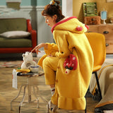Christmas Gift Women's Pajamas Thick Warm Sleepwear Coral Fleece Robe Autumn and Winter Plush Plus Size Loose Home Clothes Nightgowns for Women