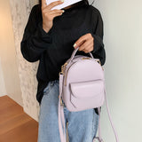 Kukombo Solid Women Pu Leather Backpack School Bag Travel 2022 New Simple Fashion Daily Bags Women's Shoulder Bags Backpacks Female Tote
