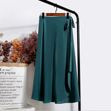 Kukombo Christmas Gift Skirts Women Tender Charm Daily Pure Chiffon Ulzzang Side-slit College Elegant Simple Clothing Summer Leisure Artistic Lace-Up