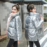 Christmas Gift 2022 New Women's Winter Jacket Glossy Parka Stand Callor Down Cotton Jacket Warm Casual Cotton Padded Parkas Snow Wear Coat