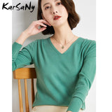 Christmas Gift V Neck Sweater Pullover Winter Women 2021 Solid Pulls Slim Knitted Top Basic Women's Sweaters Autumn Women Cashmere Jumper Woman
