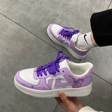 Kukombo Casual Sneaker Women's Platform Sports Shoes Purple Tennis Girly Cute Smart Fashion Female Vulcanize Flats Spring