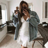 Kukombo vintage button white chiffon dress women summer autumn ruffle v neck party dress chic ladies short dress vestidos 2022