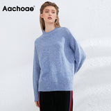 Christmas Gift Women Elegant Solid Color Sweaters Basic O Neck Batwing Long Sleeve Knitted Tops Female Autumn Winter Fashion Jumper Top