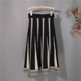 Christmas Gift  New 2021 Autumn Winter Women Skirts Knitted Fashionable Flare Vintage High Waist Elegant Warm Lady Long Skirts SK1518