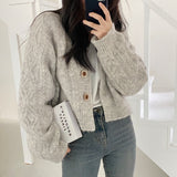 Christmas Gift Short Sweater Cardigan Women's Loose Cardigan Coat 2021 New Spring And Autumn Thickened Knitted Fashion Top