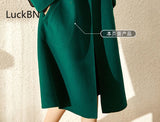 With Lining Winter Overcoat for Women Long Wool Blends New High-end Oversize Jacket Long-sleeve Green Woolen Coat Ladies Clothes