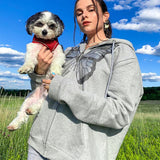 Kukombo Streetwear Oversized Big Butterfly Zipper Hoodie Jacket Sweatshirt Zip-Up Loose Autumn Casual Hoodies Jacket Coat For Women