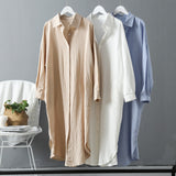 Kukombo Long Sleeve Women Long Shirt Dress Spring Autumn Casual Buttons Loose Clothes Robe Femme Vestido