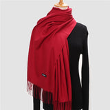 Christmas Gift 2021 Winter Scarf For Women Long Warm Cashmere Scarves Hijab Solid Lady Shawl Wrap Female Pashmina Bandana Head Scarfs Echarpe