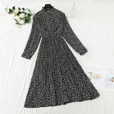 Christmas Gift 2021 Spring and Autumn New Style Floral-Print Chiffon Dress Women's French Vintage Base Dress Fairy Immortal Dress