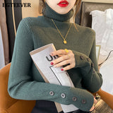 Christmas Gift BGTEEVER Elegant Turtleneck Women Sweaters Jumpers Casual Skinny Full Sleeve Ladies Pullovers 2021 Autumn Winter Knitwear