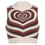 Christmas Gift HEYounGIRL Heart Sleeveless Knitted Crop Top Sweater Vest Summer Pink Casual 90s Pullover Knitwear Fashion Streetwear 2021