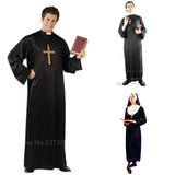 Halloween Kukombo Missionary Cosplay Costumes For Adults Halloween Carnival Priest Nun Long Robes Religious Pious Catholic Church Vintage Clothing