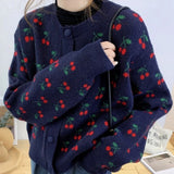 Christmas Gift New 2021 Autumn Winter Women's Knitwear Knitted Button Cardigans Embroidery Floral Oversize Vintage Lady Tops SWC8052