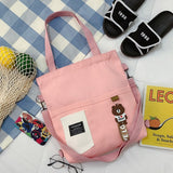 Kukombo Fashion Bear Doll Bag Canvas Women's Bag New 2022 Large Capacity Cute Bear Student Single Shoulder Bag Woman Tote Bag