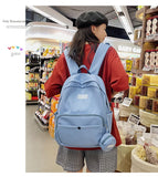 Kukombo New Waterproof Nylon Women Backpack Large Capacity Solid Color Travel Bag College Schoolbag for Teenage Girls Laptop Backpacks