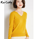 Christmas Gift V Neck Sweater Pullover Winter Women 2021 Solid Pulls Slim Knitted Top Basic Women's Sweaters Autumn Women Cashmere Jumper Woman