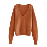 Christmas Gift 2021 Sexy Deep v-neck Sweater Off Shoulder Sweater Green White Knitted Tops Korean Winter Clothes