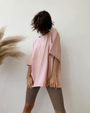 Christmas Gift Hirsionsan Summer Cotton Loose Sets Women 2021 Oversized Two Pieces T Shirts and High Waist Knitted Shorts Outfits Tracksuit