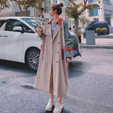 Kukombo Women's Windbreaker Long Sleeve 2022 Spring Matching Lapel Korean Preppy Style Coat Girl Long Thin Coat 2021 Woman Manteau De Printem