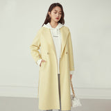 Christmas Gift FANSILANEN 100% Wool Blend Long Women's Coat Autumn Winter Cashmere Black Winter Coat Female Woolen Pink Jacket Overcoat Ladies