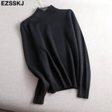 Christmas Gift Pure color basic sweater thick Sweater Women Pullover Casual Half Turtleneck Long Sleeve Knit Sweater Female Jumpers
