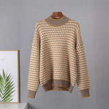 Christmas Gift Hirsionsan Houndstooth Knitted Cashmere Sweaters Women 2021 New Winter Loose Ladies Pullovers Warm Casual Knitwear Jumper