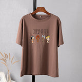 Christmas Gift Hirsionsan Gothic Character Printed T Shirt Women Harajuku Soft Summer Cotton Tshirt Korean Loose Tees Ins Casual Female Tops