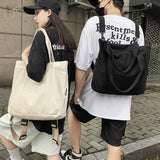 Back To College 2023 Large Capacity Girl Shoulder Bag Canvas Hand Bucket Bag Female Solid Color Tote Bag Unisex Multi Function Travel Backpack