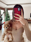 Kukombo Stylish Chic Beige Knitted Cropped Blouses Women 2022 Fashion Sexy Square Collar Shirts Girls Streetwear Casual Tops
