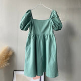 Christmas Gift Msfancy Summer Cotton Mini Dress Women 2021 Square Collar Puff Sleeve Vestido De Mujer Boho Casual Robes