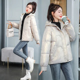 Christmas Gift 2021 New Women's Coats Winter Jacket Fashion Glossy Hooded Jackets Parkas Thick Warm Female Cotton Padded Parka Coat Outwear