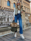 Kukombo Autumn Winter Women Chic Green Pleated Double Wear Vest Jacket Female Fashion Zipper Sleeveless Coat Girls Casual Streetwear